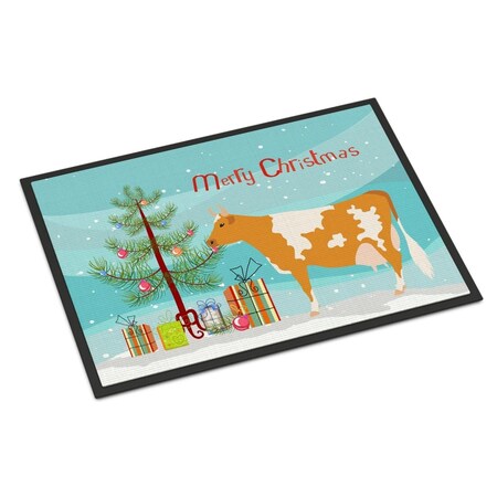 Carolines Treasures Guernsey Cow Christmas Indoor or Outdoor Mat - 18 x 27 in. BB9188MAT